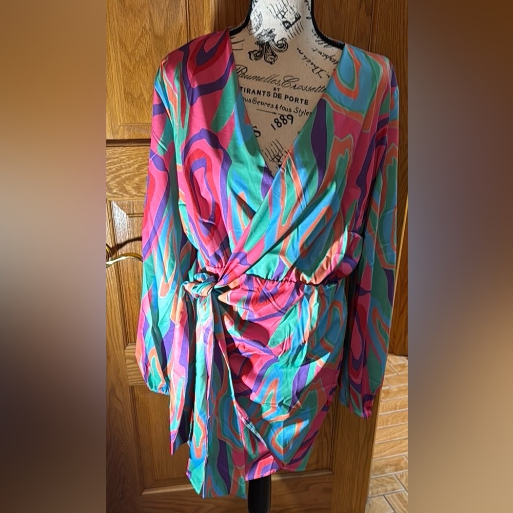 Vibrant Multicolor Wrap Dress